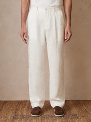 | Ché Linen Wide-Leg Trousers White | Men