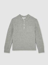 13-14 yrs Cotton-Blend Rib-Knit Henley Top Mid Grey Melange | Children & Baby