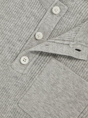 13-14 yrs Cotton-Blend Rib-Knit Henley Top Mid Grey Melange | Children & Baby