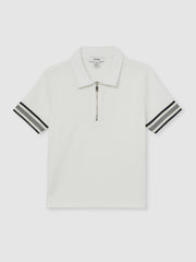 9-13 yrs Textured Half Zip Polo Shirt White | Children & Baby
