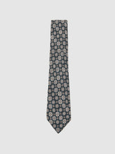 Silk Medallion Print Tie Indigo Melange | Men