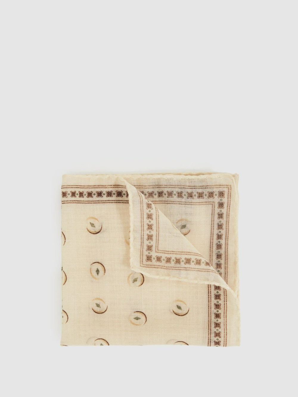 Wool Motif Print Pocket Square Off White | Men