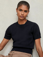 Cotton And Wool Crew-Neck Top Navy | Women