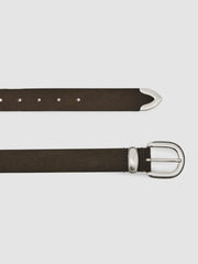 Suede Western-Style Belt Dark Brown | Men