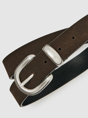 Suede Western-Style Belt Dark Brown | Men