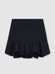 Ruffle-Hem Mini Skirt Navy | Women