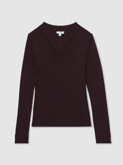 Jersey V-Neck Top Plum | Women