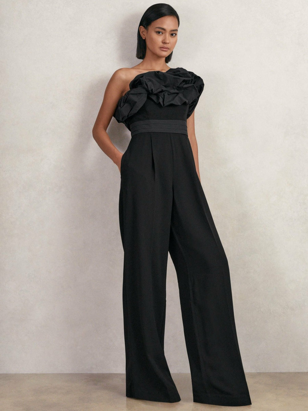 Sculptural Strapless Wide-Leg Jumpsuit Black | Women