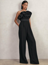 Sculptural Strapless Wide-Leg Jumpsuit Black | Women