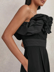 Sculptural Strapless Wide-Leg Jumpsuit Black | Women