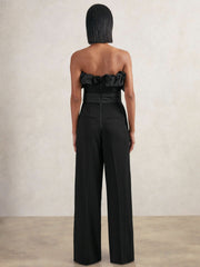 Sculptural Strapless Wide-Leg Jumpsuit Black | Women