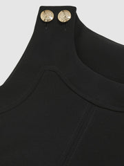 13-14 yrs Button-Detail Sleeveless Shift Dress Black | Children & Baby