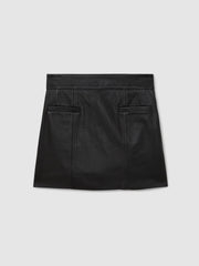 Leather Welt-Pocket Mini Skirt Black | Women