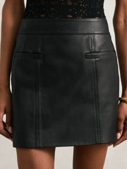 Leather Welt-Pocket Mini Skirt Black | Women