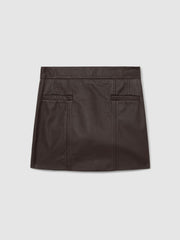 Leather Welt-Pocket Mini Skirt Burgundy | Women
