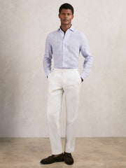 Slim Fit Lyocell Linen Suit Trousers White | Men