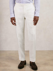 Slim Fit Lyocell Linen Suit Trousers White | Men