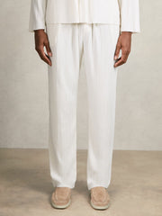Plissé Wide Leg Trousers Off White | Men