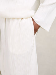 Plissé Wide Leg Trousers Off White | Men