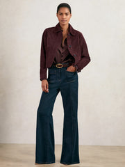 Suede Button Through Jacket Burgundy | Women