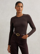 Cotton Crew-Neck Long-Sleeve T-Shirt With Stretch Plum Purple | Women