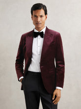 Single-Breasted Velvet Blazer Regular-Fit Bordeaux | Men