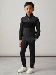 9-13 yrs Interlock Velour-Panel Zip Sweatshirt Black | Children & Baby