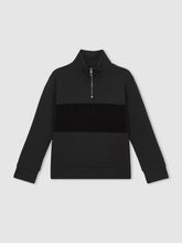 13-14 yrs Slim Fit Half-Zip Funnel Neck Velour Sweatshirt Black | Children & Baby