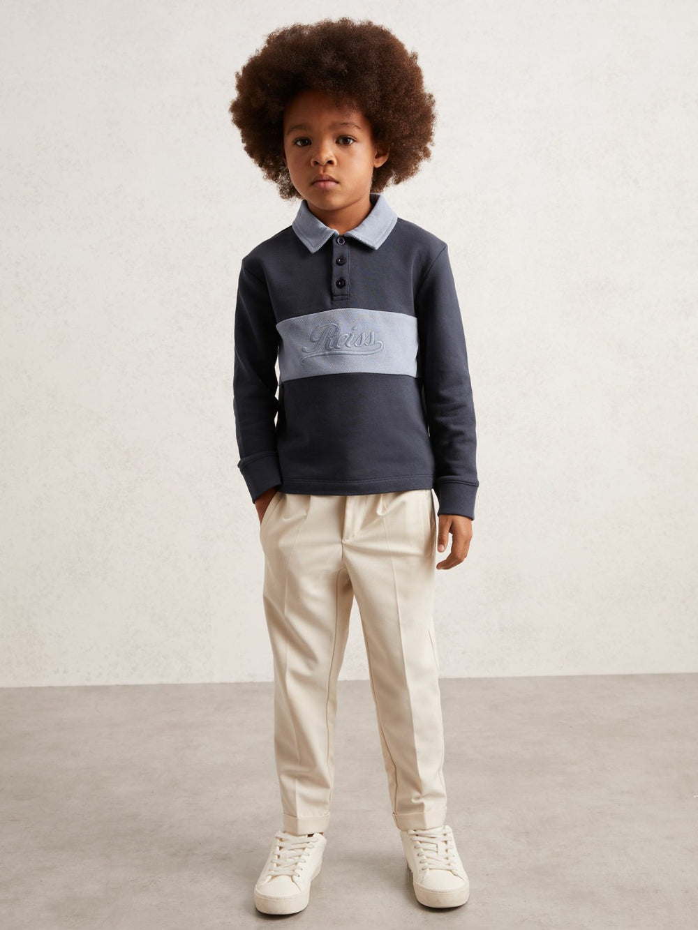 3-9 yrs Cotton Logo-Embroidery Rugby Polo Shirt Airforce Blue/Navy Blue | Children & Baby