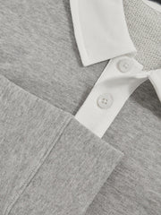 Cotton Half-Button Rugby Polo Shirt Grey Marl/White | Children & Baby