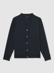 V-Neck Interlock Jersey Cardigan Navy | Men