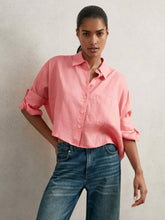 Oversize Linen Cropped Shirt Pink | Women