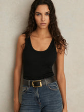 Stretch-Cotton Ribbed Vest Black | Women