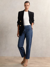Petite Straight Leg Patch Pocket Jeans Mid Blue | Women