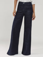 Petite Patch Pocket Wide Leg Jeans Dark Blue | Women