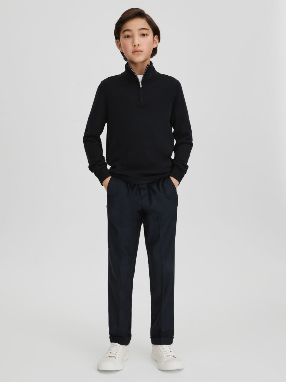 3-9 yrs Wool Half-Zip Funnel Neck Jumper Navy | Children & Baby