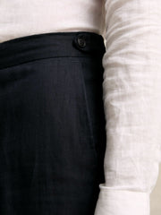 Slim Fit Linen Adjuster Trousers Navy | Men