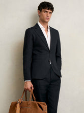 Slim-Fit Single Breasted Linen Blazer Navy | Men