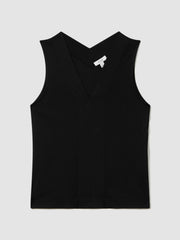 V-Neck Shell Top Black | Women