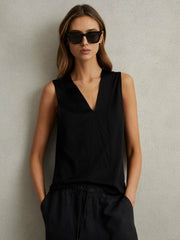 V-Neck Shell Top Black | Women