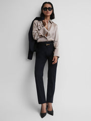 Petite Wool Blend Tapered Suit Trousers Navy | Women