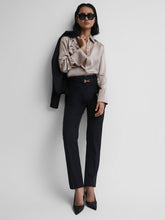 Wool Blend Tapered Suit Trousers Navy | Women