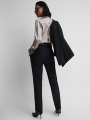 Wool Blend Tapered Suit Trousers Navy | Women