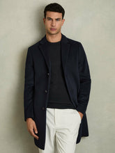 Wool Blend Single Breasted Epsom Overcoat Navy | Men
