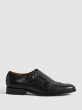 Leather Double Monk Strap Shoes Black | Men