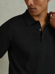 Merino Wool Polo Shirt Black | Men