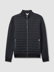 Hybrid Quilt and Knit Zip-Through Jacket Navy | Men