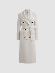 Petite Relaxed Wool Blend Blindseam Belted Coat Cream | Women