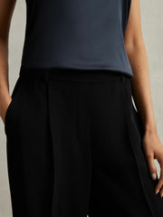 Petite Half-Elasticated Wide Leg Trousers Black | Women