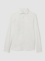 Modal Blend Cutaway Collar Shirt White | Men